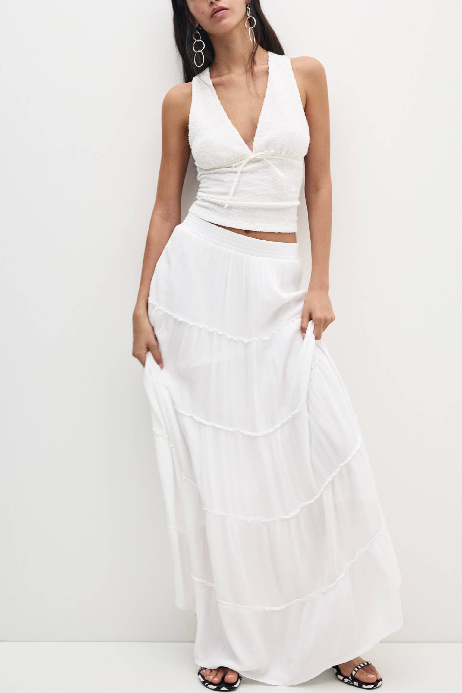 Panelled midi skirt - pull&bear | PULL and BEAR UK