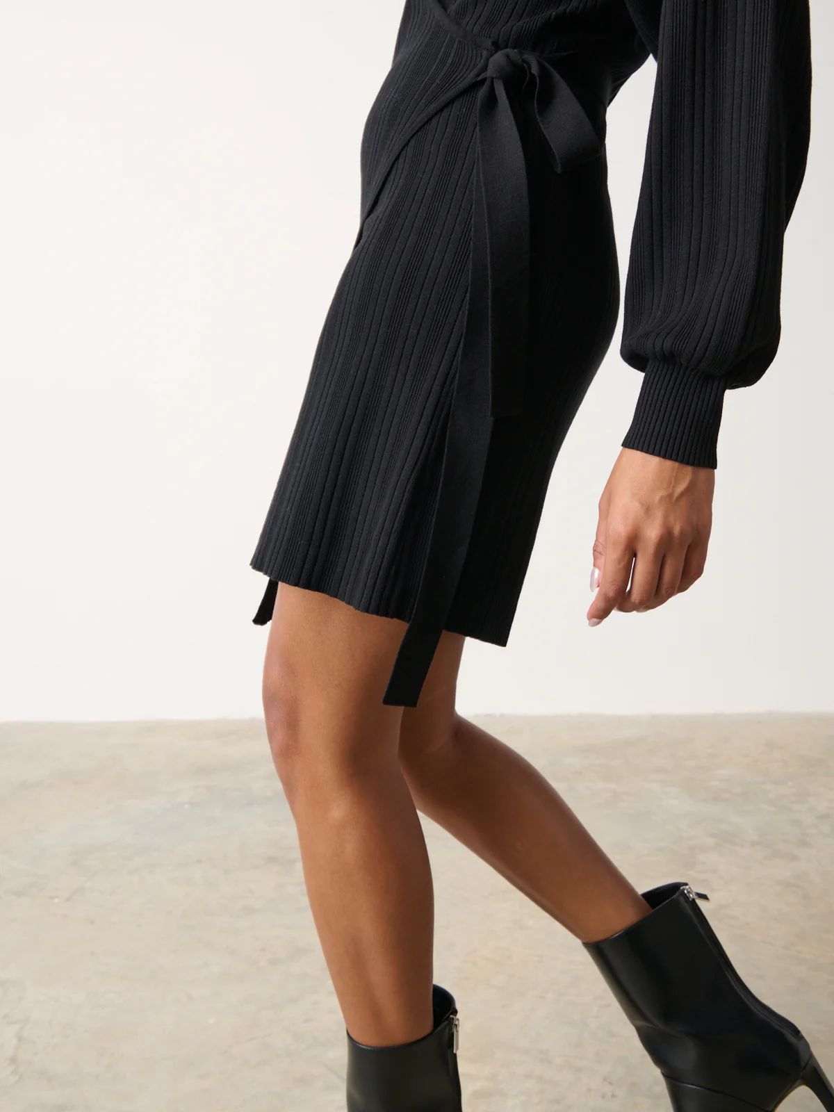 Shelby Mini Plisse Knit Dress - Black | Pretty Lavish (UK)