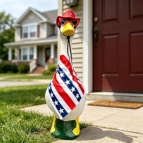 Cool Patriotic Summer Patio Goose Outfit Set, Fits 23" & 19" & 17" Porch Lawn Geese, with Red Cow... | Amazon (US)