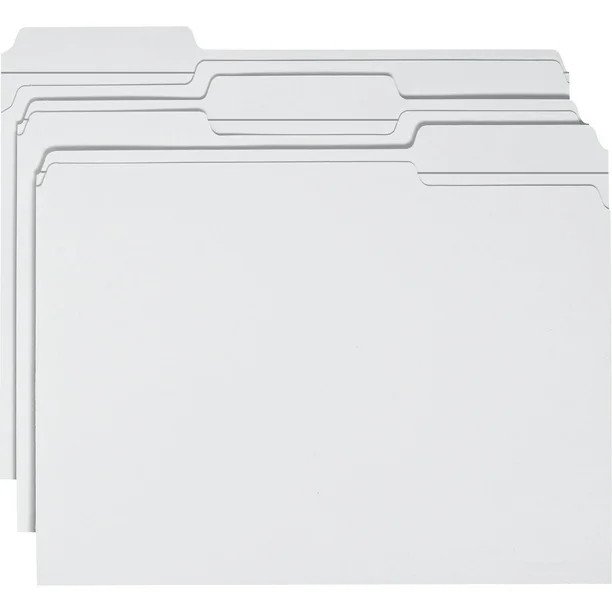Smead, SMD12834, 1/3 Cut 2-ply Tab Colored File Folders, 100 / Box, White | Walmart (US)