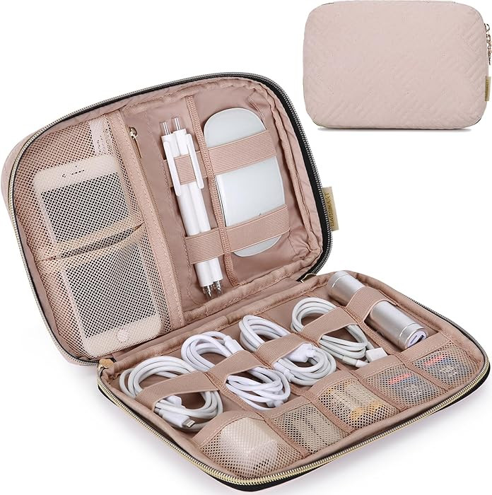 Amazon.com : BAGSMART Large Electronics Organizer Travel Case, Travel Essentials, Cord Organizer Travel Cable Organizer Bag, Travel Accessories for Women, Pink : Electronics | Amazon (US)