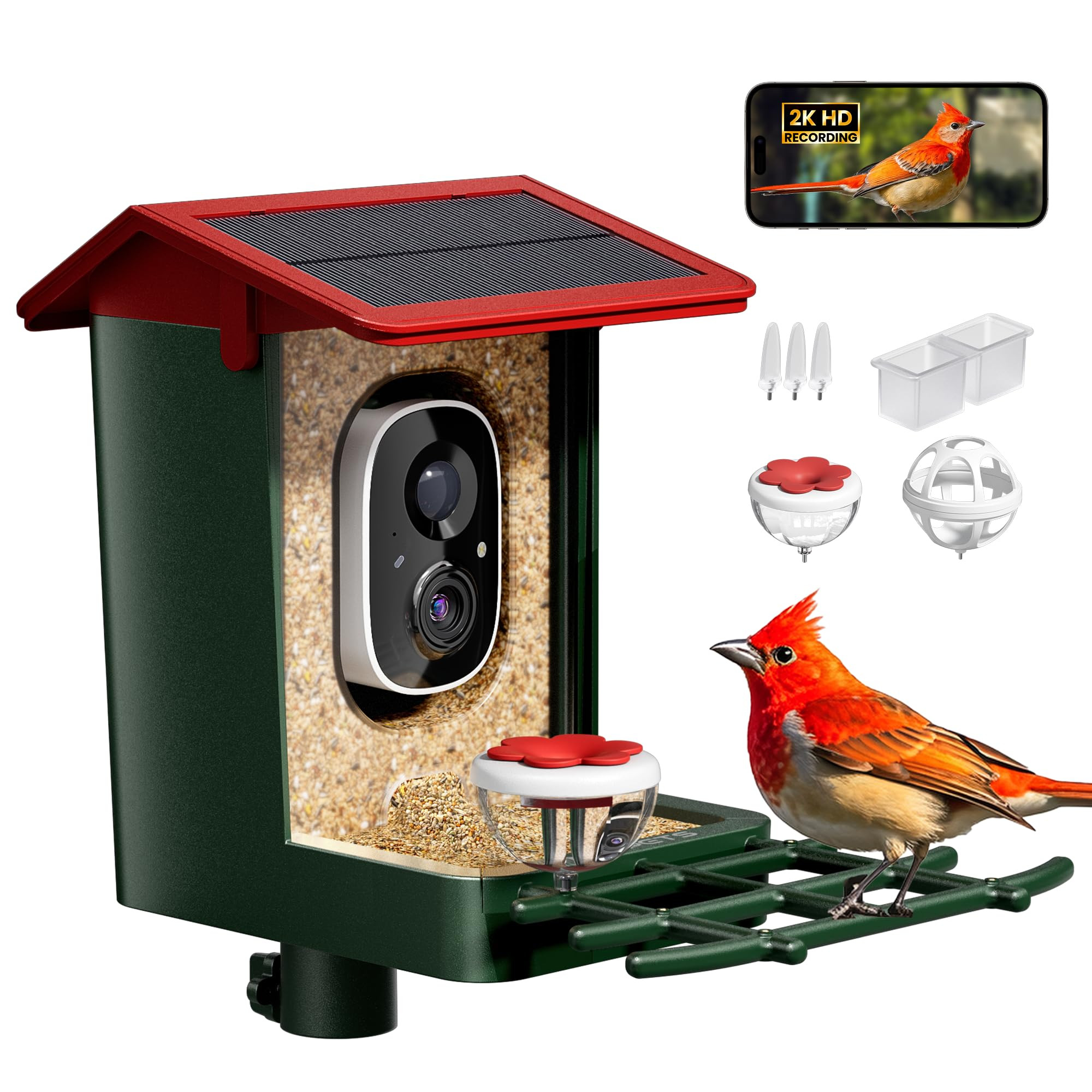 Smart Bird Feeder with Camera Solar Powered, 2K HD Video, AI Bird Species Identification, Instant... | Amazon (US)