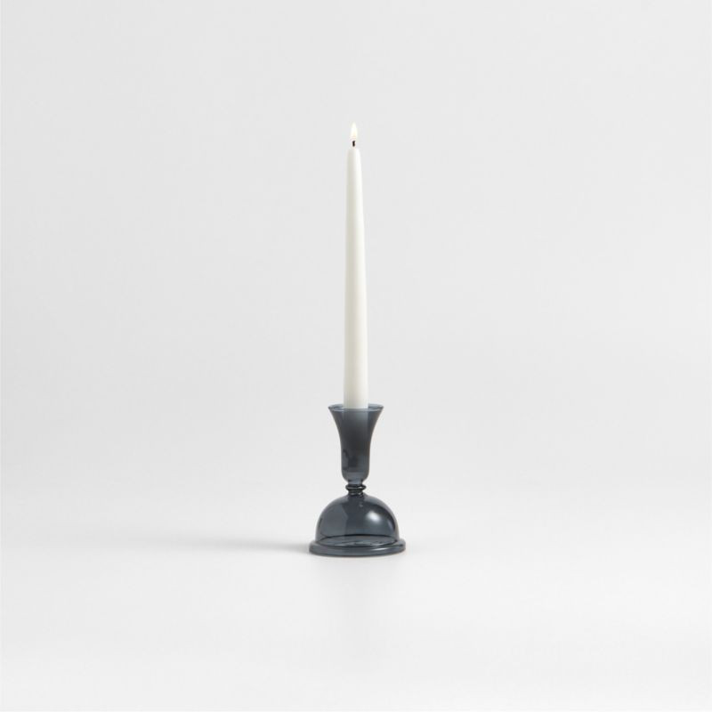 Milano Small Blue Glass Taper Candle Holder 5.2 | Crate & Barrel