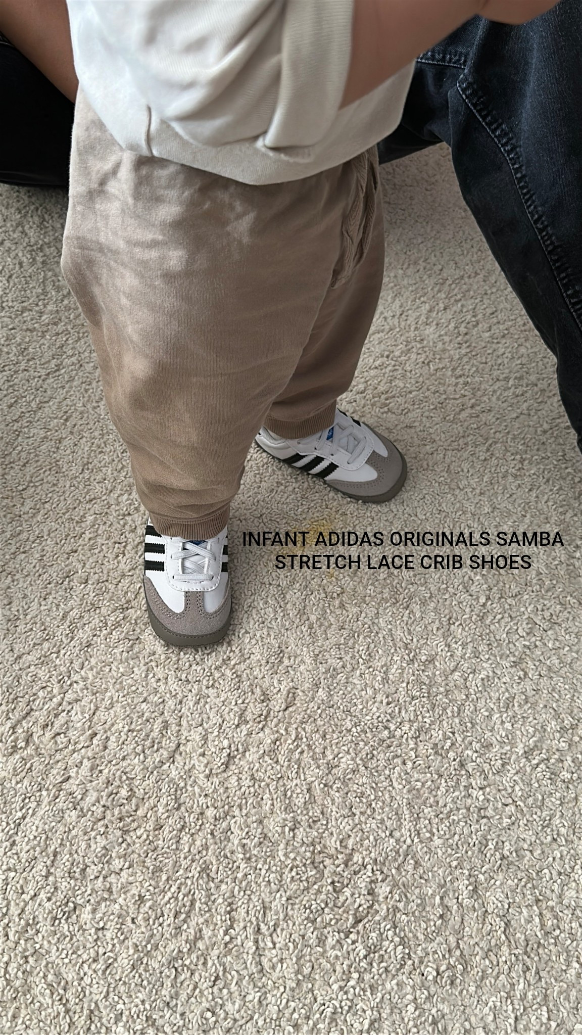 INFANT ADIDAS ORIGINALS SAMBA STRETCH LACE CRIB SHOES. 
It is the best shoe for toddlers/baby who is starting to walk for several reasons:
	1.	Soft and Flexible Sole – Since early walkers need to feel the ground for balance and coordination, these crib shoes usually have a soft, flexible sole that supports natural foot movement.
	2.	Lightweight Design – They are not bulky, making it easier for a baby to lift their feet and take steps.
	3.	Secure Fit – The stretch lace design ensures the shoes stay on without being too tight, allowing comfort and stability.
	4.	Breathable Materials – The materials allow air circulation, keeping little feet cool and comfortable.
	5.	Good Traction – The Samba design typically includes a non-slip or grippy sole, which helps prevent slipping on smooth surfaces.


#LTKBaby #LTKSeasonal #LTKShoeCrush