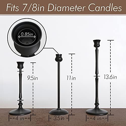 Matte Black Taper Candlestick Holders Set of 3 - Metal Taper Candle Holders for Candlesticks, Candle | Amazon (US)