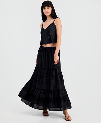And Now This Juniors' Cotton Tiered Tie-Waist Maxi Skirt, Macy's Exclusive - Macy's | Macy's