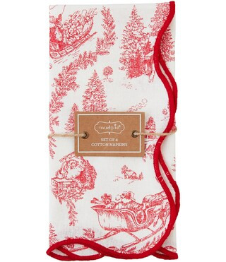 Mud Pie Good Tidings Collection Velvet Trim Dinner Napkins, Set of 4 | Dillard's | Dillard's