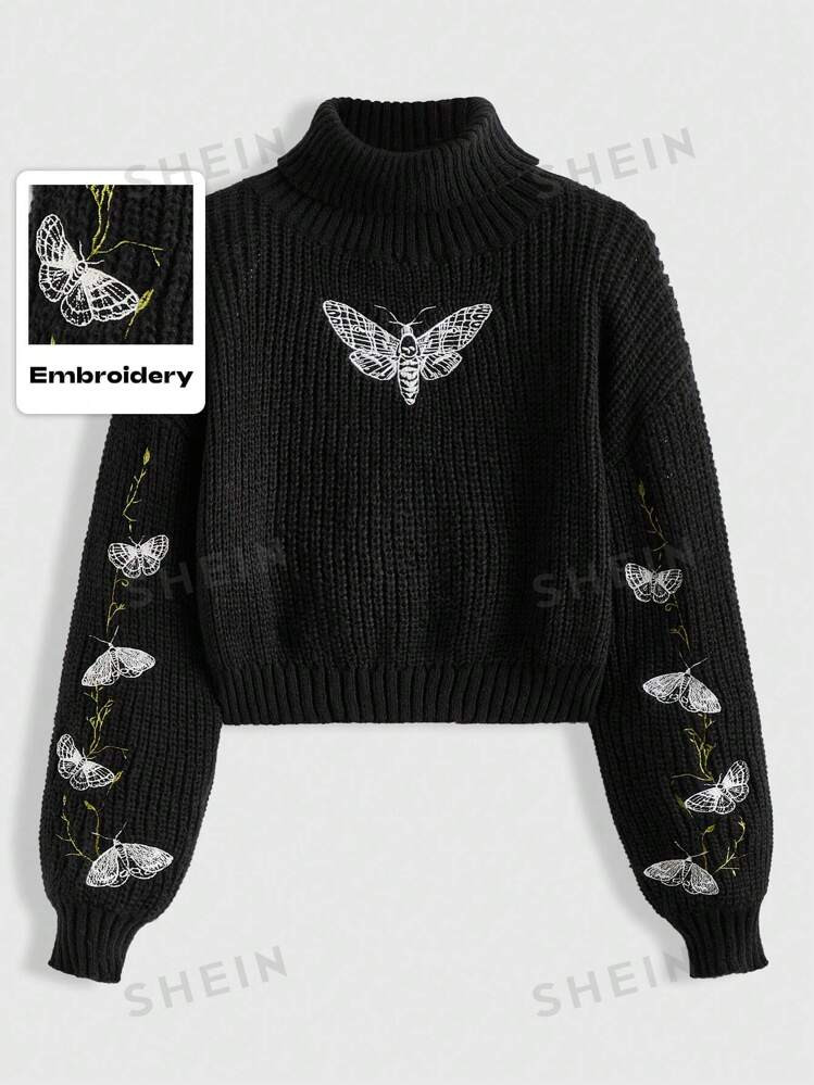 ROMWE Goth Women's Black Pullover Sweater, School | SHEIN