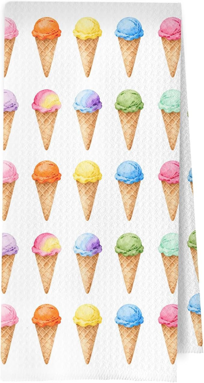 Ice Cream Kitchen Towels - Summer Ice Cream Gifts Decorative Waffle Dish Towels, Summer Gifts Han... | Amazon (US)