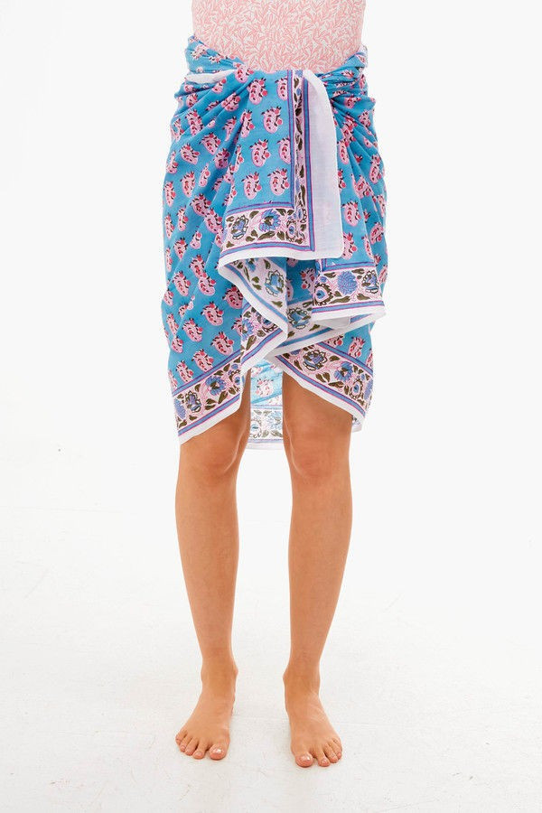 Cornflower Blue And Hot Pink Small Paisley Sarong | Tuckernuck (US)