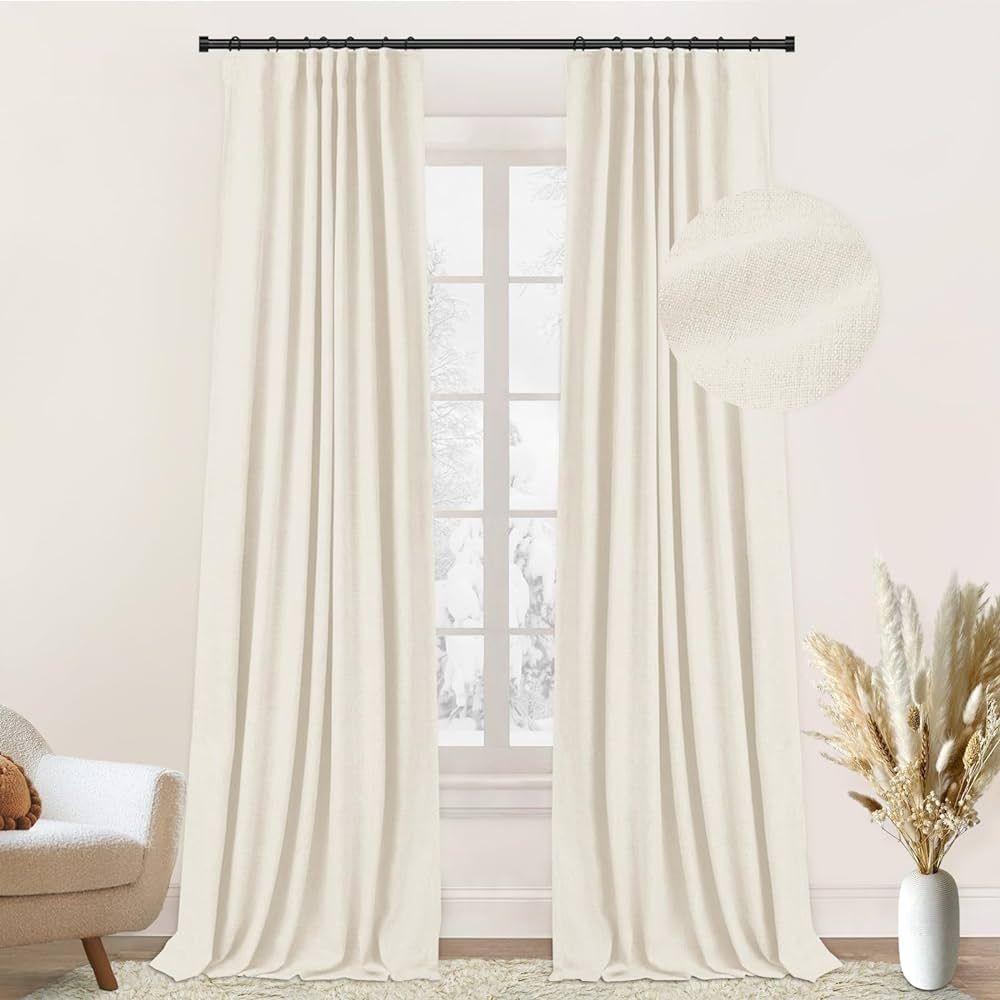 zeerobee 100% Blackout Curtains for Bedroom 120 inches Long Linen Blackout Curtains 2 Panels Set ... | Amazon (US)