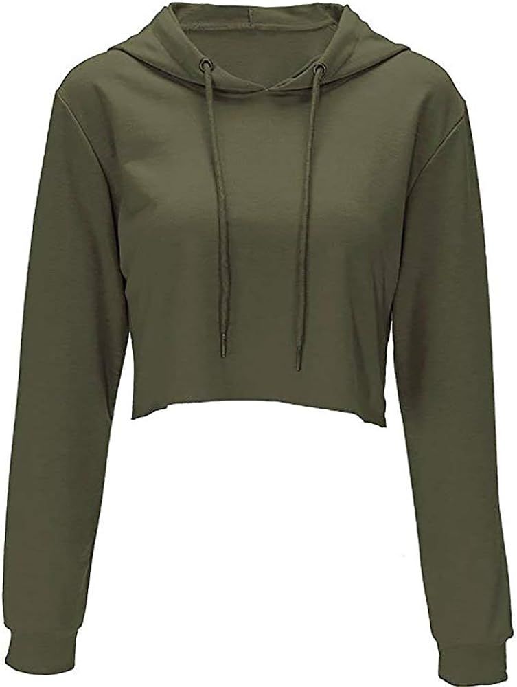 Hoodies for Women Workout Crop Top Hoodie Hooded Pullover Sweatshirt | Amazon (US)