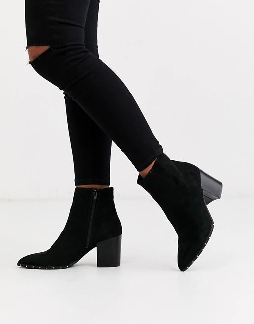 New Look studded rand heeled boot in black | ASOS (Global)
