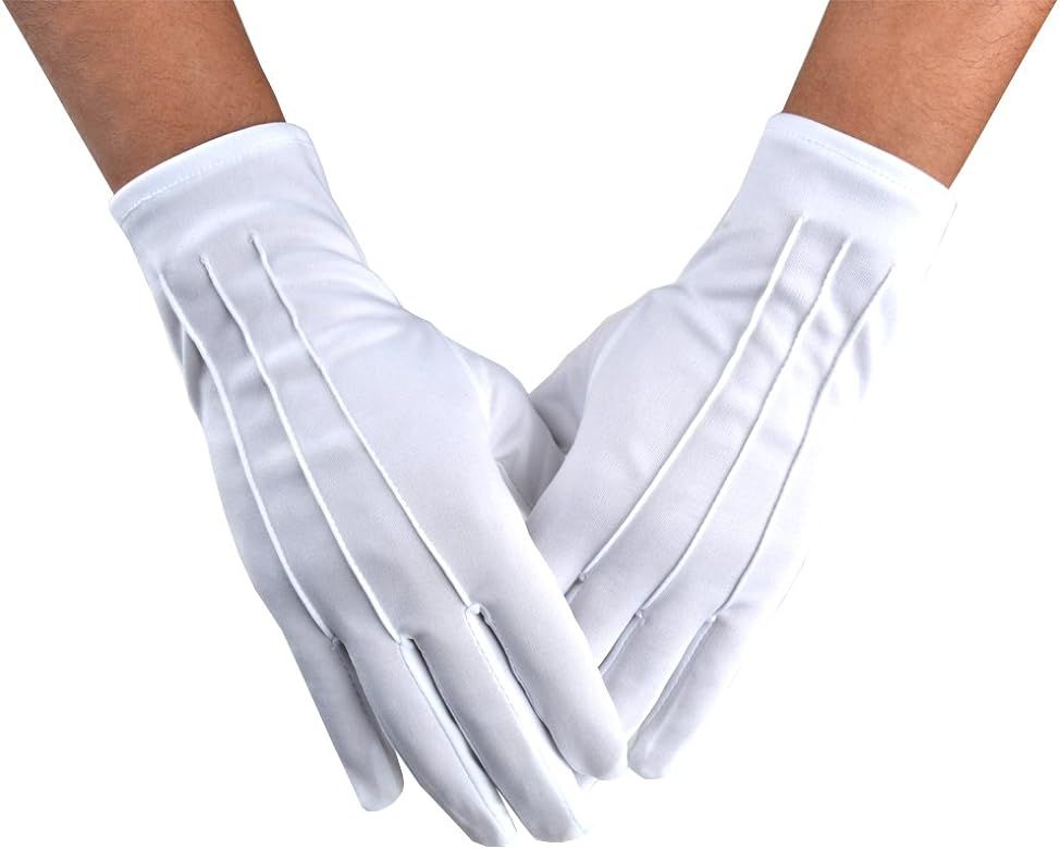 JISEN Men Police Formal Tuxedo Honor Guard Parade Nylon Cotton Gloves 26cm | Amazon (US)