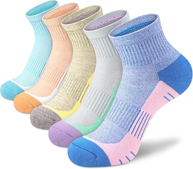 Ankle Socks Women Athletic Running Socks Hiking Cushioned 5-Pairs | Amazon (US)