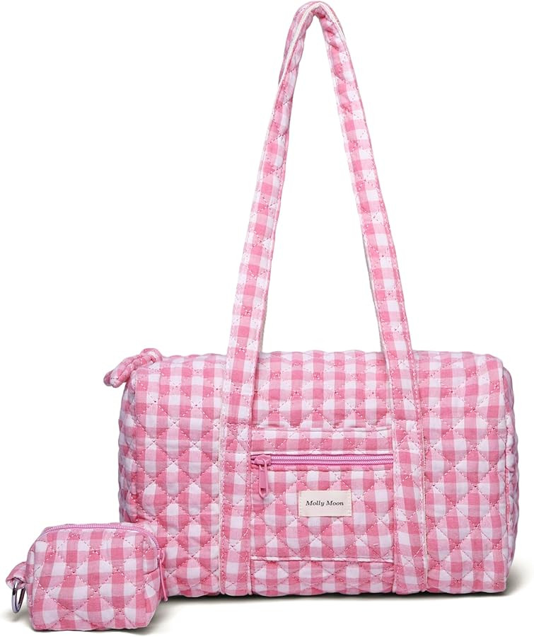 Molly Moon Tote Bag for Women, Small Gingham Tote Bag with Coin Purse, Quilted Cotton Shoulder Ba... | Amazon (US)