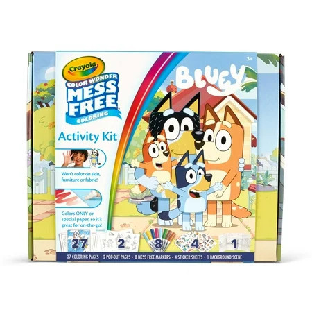Crayola Color Wonder Bluey Activity Kit, 27 Mess Free Coloring Pgs, 8 Markers, Stickers, Arts & Crafts, Creative Gifts for Toddlers, 3+ | Walmart (US)