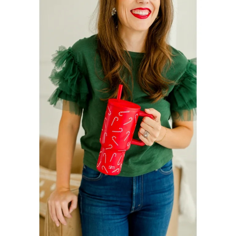 Simple Modern 30 fl oz Insulated Stainless Steel Trek Tumbler with Straw Lid | Candy Canes | Walmart (US)