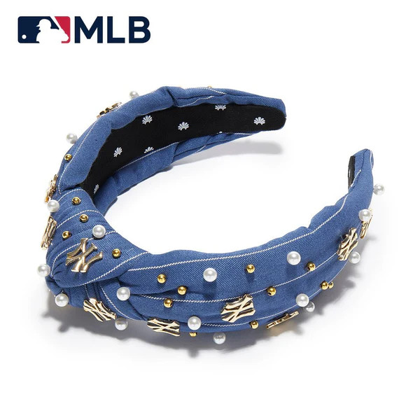 NY YANKEES LELE SADOUGHI / MLB NAVY EMBELLISHED KNOTTED HEADBAND | LELE SADOUGHI