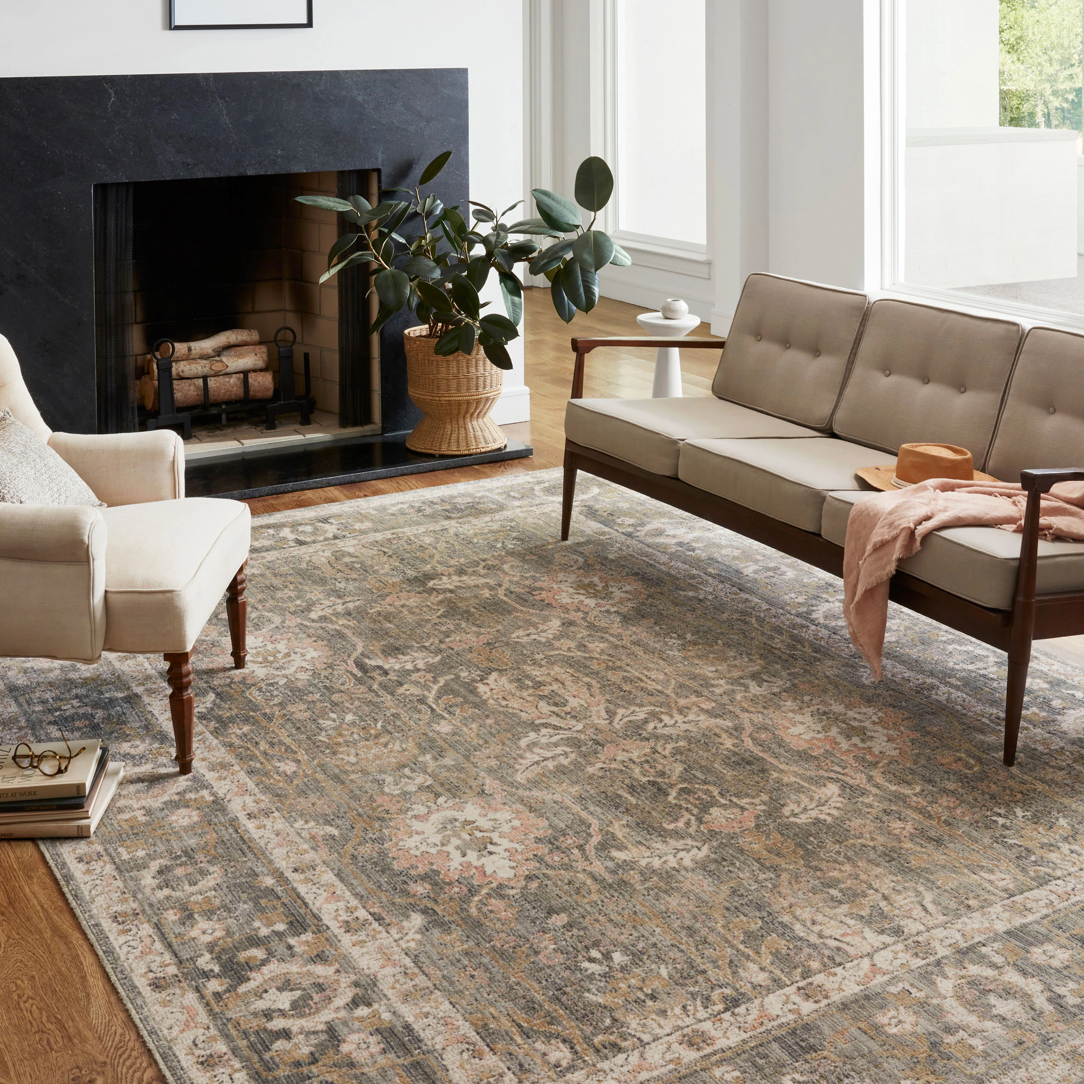 Chris Loves Julia x Loloi Rosemarie Oriental Sage Blush Area Rug | Wayfair North America