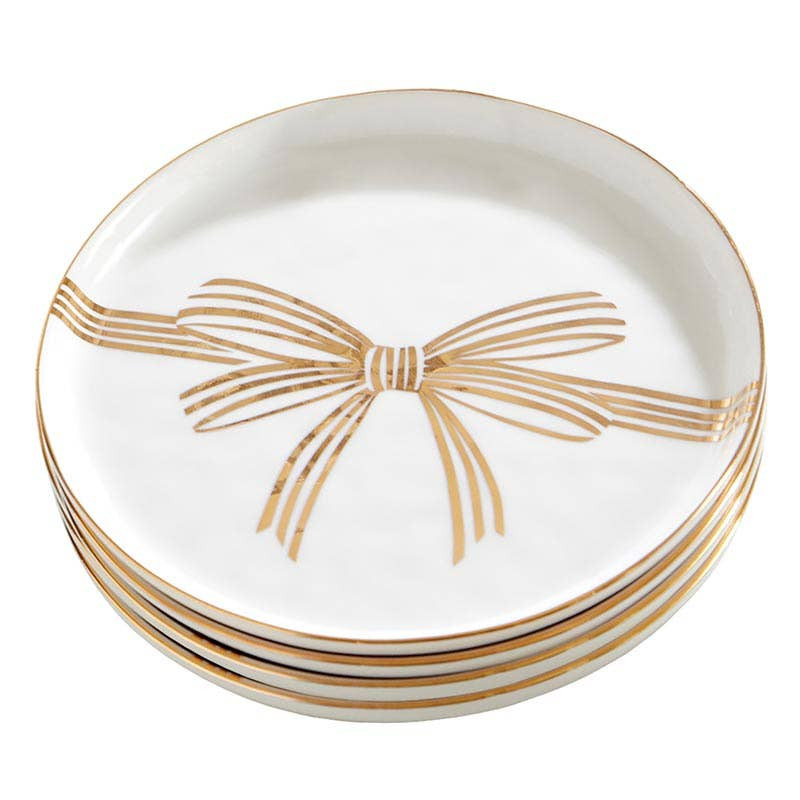 Gold Bow Appetizer Plates - Metallic Gold Bow - Set of 4 | hjane jewels