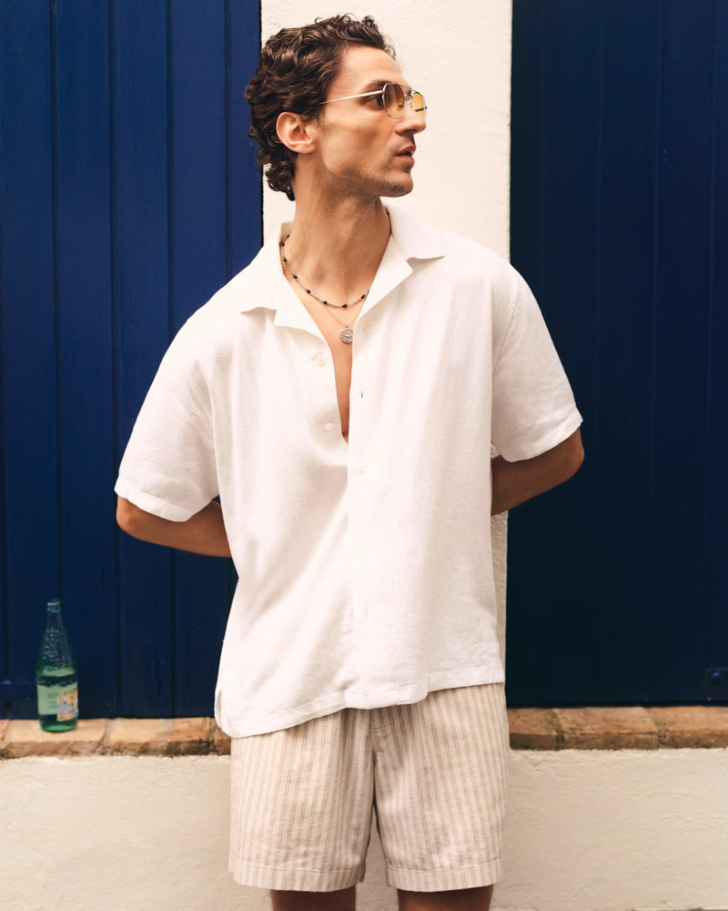 Camp Collar Summer Linen-Blend Shirt | Abercrombie & Fitch (US)