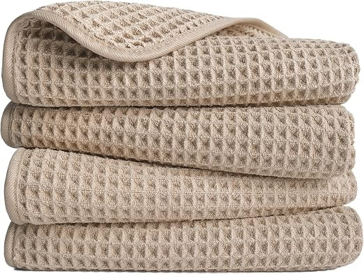 POLYTE 430 GSM Poly Blend Microfiber Quick Dry Waffle Hand Towel, 16x30 in | Amazon (US)