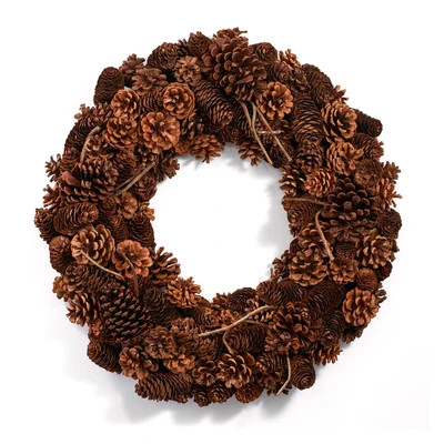 20" Natural Pine Cone Wreath | Annie Selke