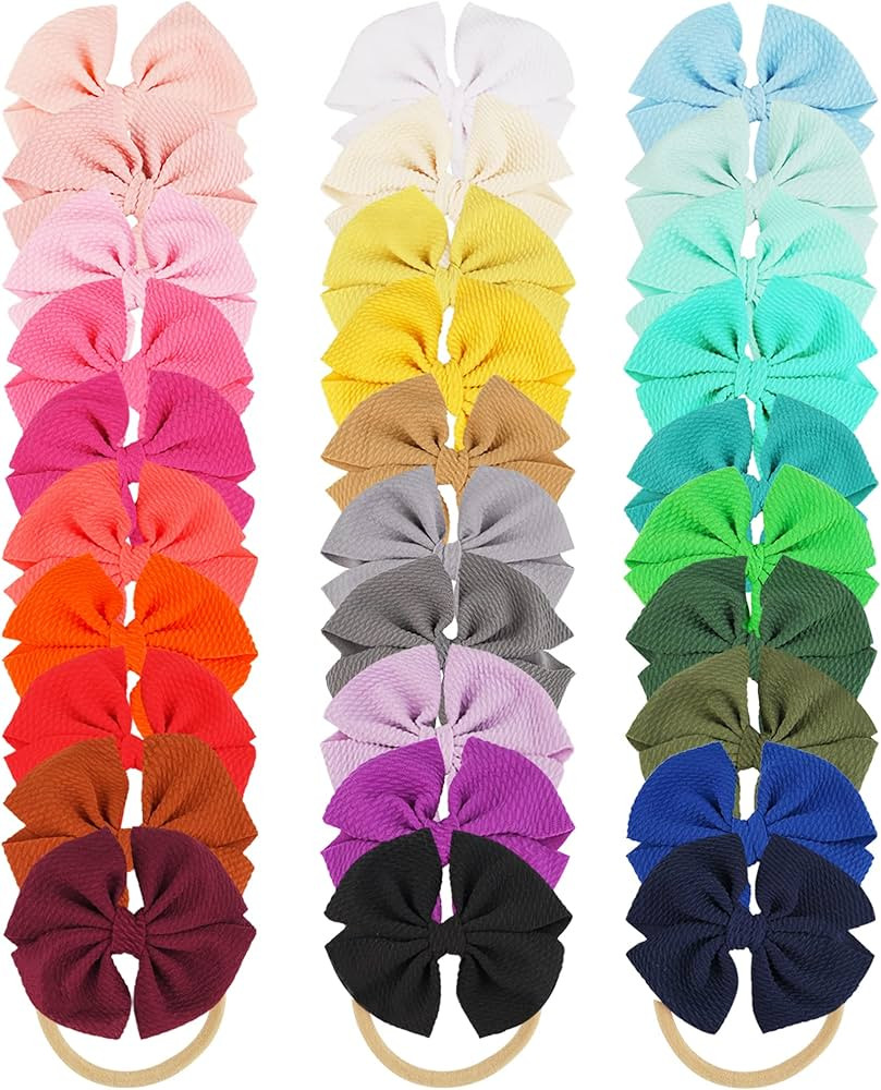 DED 30Pcs Hair Bows Nylon Headbands Super Stretchy Baby Hairbands Hair Accessories for Newborn In... | Amazon (US)