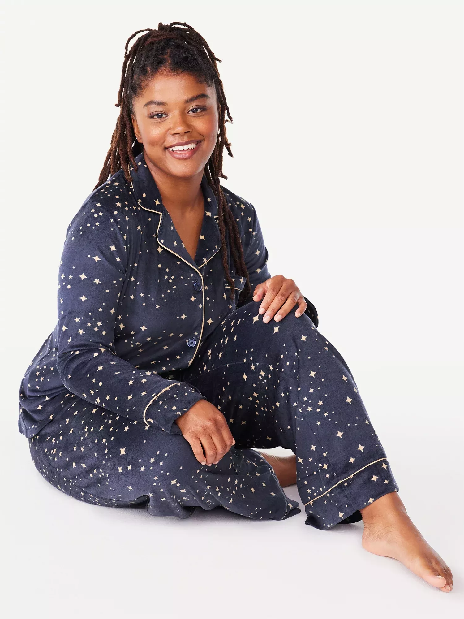 Joyspun Women's Long Sleeve Tee and Joggers Sleep Set with Headband,  3-Piece Pajama Set, Sizes S-3X 