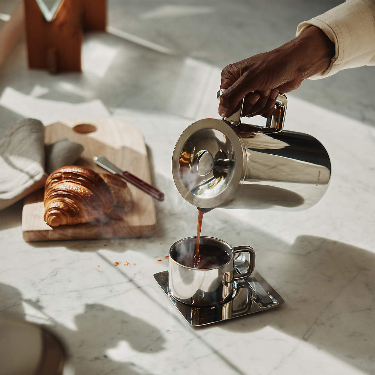 Aarke Stainless Steel French Press | Crate & Barrel | Crate & Barrel