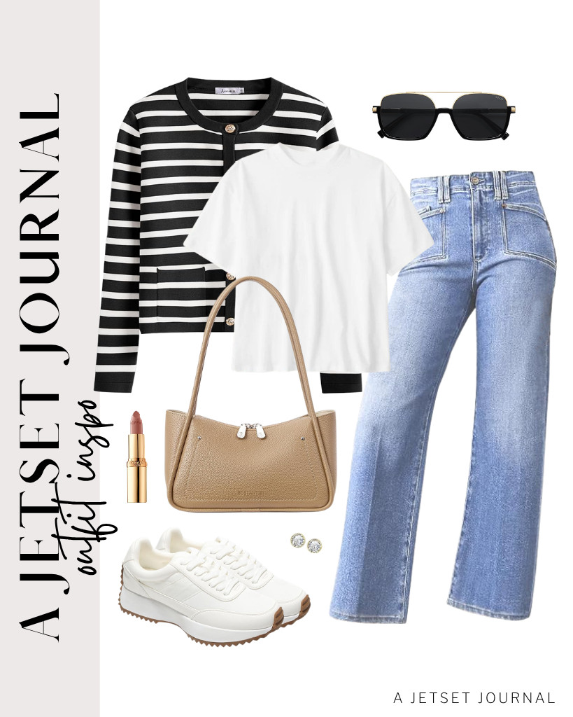 Try wearing this ANRABESS button-down cardigan over a Serord crewneck top. Pair it with Astylish light-wash jeans, too! For your footwear, these Project Cloud sneakers are perfect. Complete this look with FAXHION stud earrings and L’Oreal Paris Colour Riche Lipstick. 

 #LTKSeasonal #LTKSaleAlert #LTKTravel