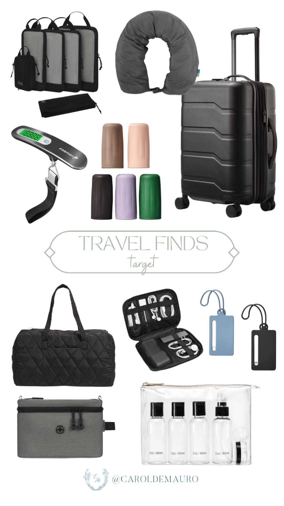 Getting ready for your next trip is way easier with these Target travel must-haves. Use packing cubes to fit more in your black carry-on and don’t forget a neck pillow for a comfortable flight. Toss your charger into a cord organizer bag and grab a few small travel bottles to breeze through security.

target finds, travel essentials, summer must haves, looks and luggage, vacation finds, organization tips, jetsetter guide, travel kit

#LTKSeasonal #LTKTravel #LTKU
