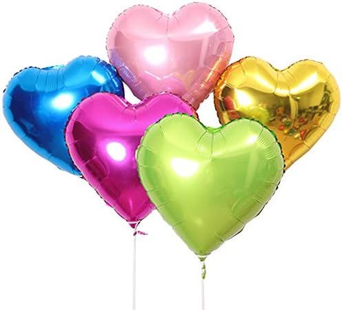 AnnoDeel 15pcs Heart Foil Balloon, 18inch Blue Gold Green Heart shap Mylar balloons for Romantic Lov | Amazon (US)