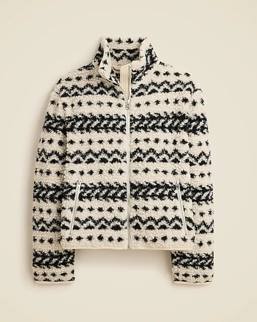 Sherpa fleece zip-up jacket in jacquard | J. Crew US