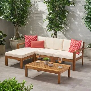 Santa Ana Acacia Outdoor 3-seat Sectional by Christopher Knight Home | Bed Bath & Beyond