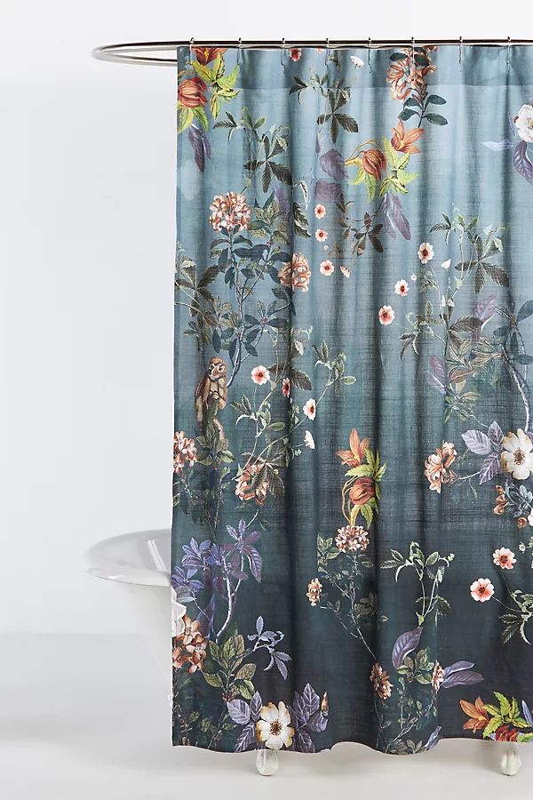 Henrik Organic Cotton Shower Curtain By Anthropologie in Blue Size 72 X 72 | Anthropologie (US)