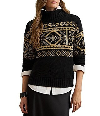 Lauren Ralph Lauren Metallic Wool Blend Turtleneck Sweater - S | Dillard's