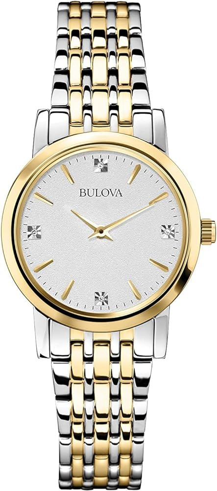 Bulova Classic Quartz Ladies Watch, Stainless Steel Diamond | Amazon (US)