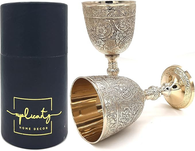 Amazon.com | REPLICARTZ Chalice Brass Wine Goblet Vintage Handmade King's Royal fantasy Embossed ... | Amazon (US)
