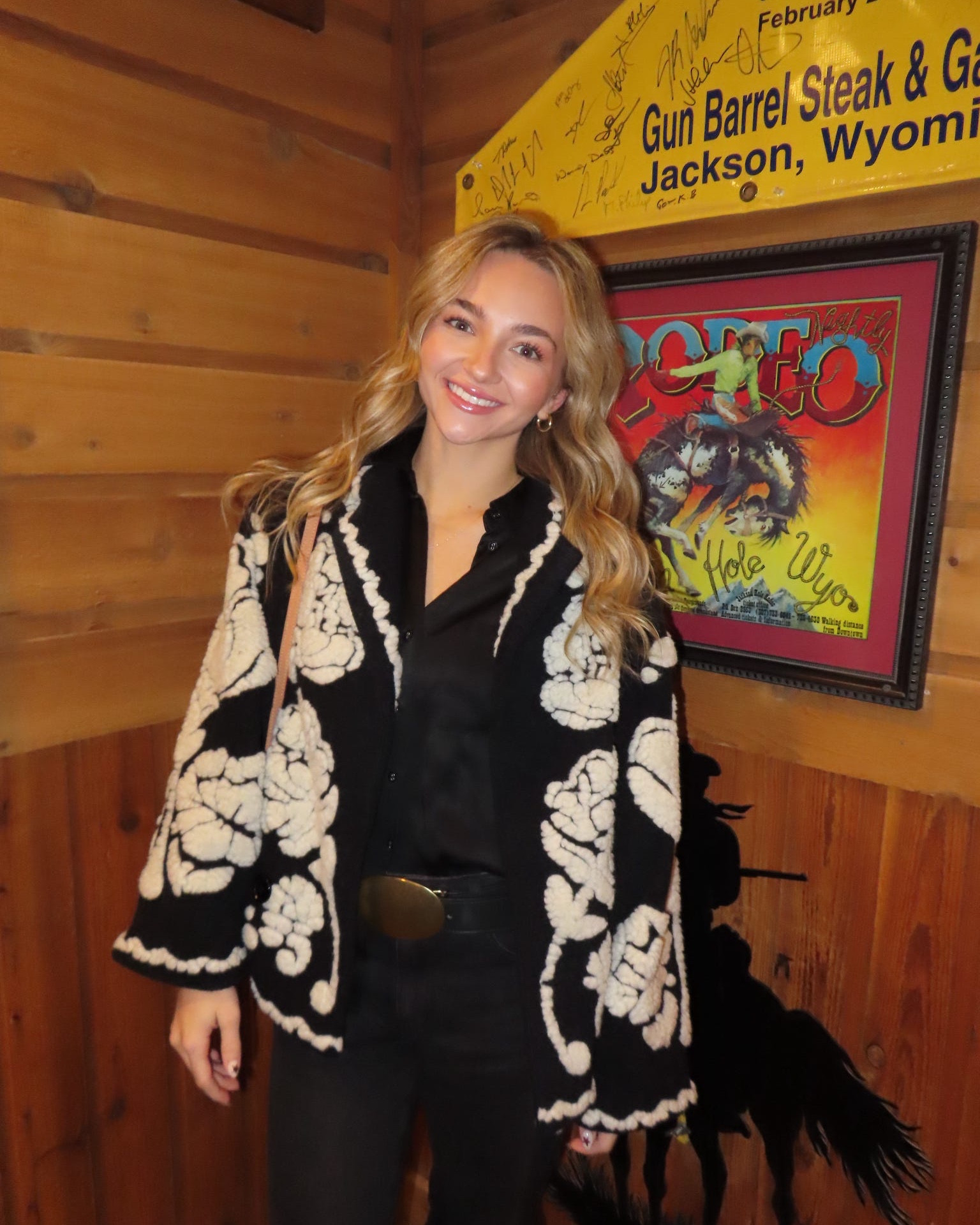 Western fall fashion. This Farm Rio jacket perfectly dressed up and all black outfit and was very warm and comfortable 

Use code: MADISON124T on Fashion Pass for $ off your subscription! 

#LTKU #LTKSeasonal #LTKStyleTip