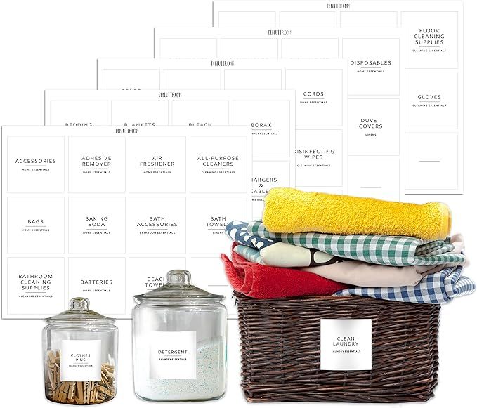 144 Minimalist Laundry Labels for Organizing Linen, Storage, and Laundry Room Preprinted Organiza... | Amazon (US)