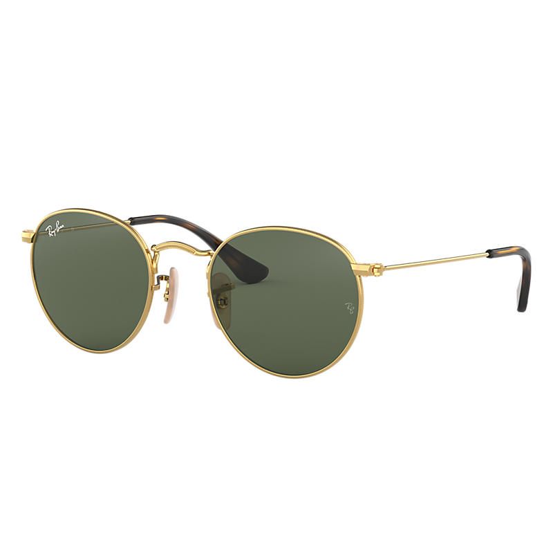 Ray-Ban Junior Round Metal Junior Gold Sunglasses, Green Lenses - Rj9547s | Ray-Ban (US)
