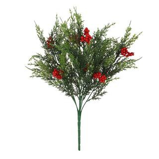 Green Cedar Leaf & Red Berry Bush by Ashland® | Michaels Stores