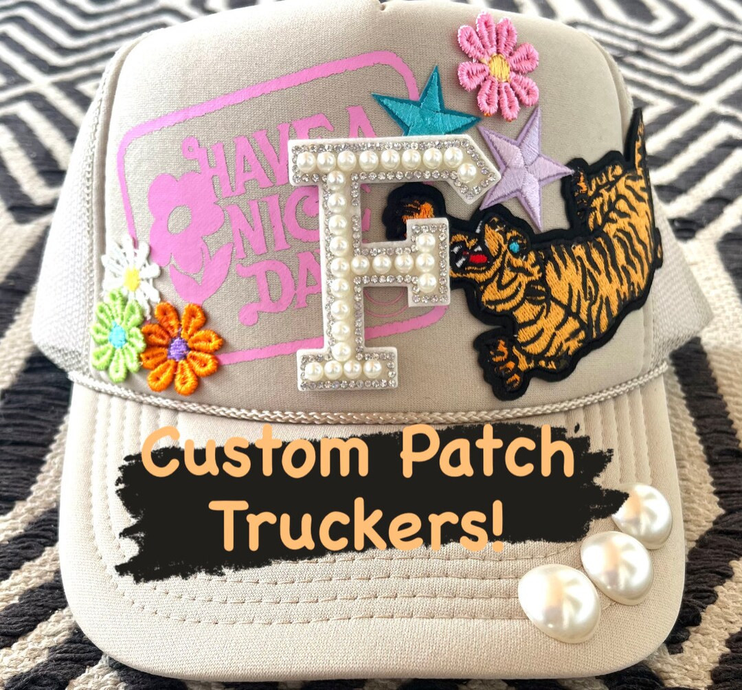 Happy Stack Custom Patch Hat, Custom Patch Trucker Hat, Trucker Hat, Smiley Face Trucker Hat, Cus... | Etsy (US)