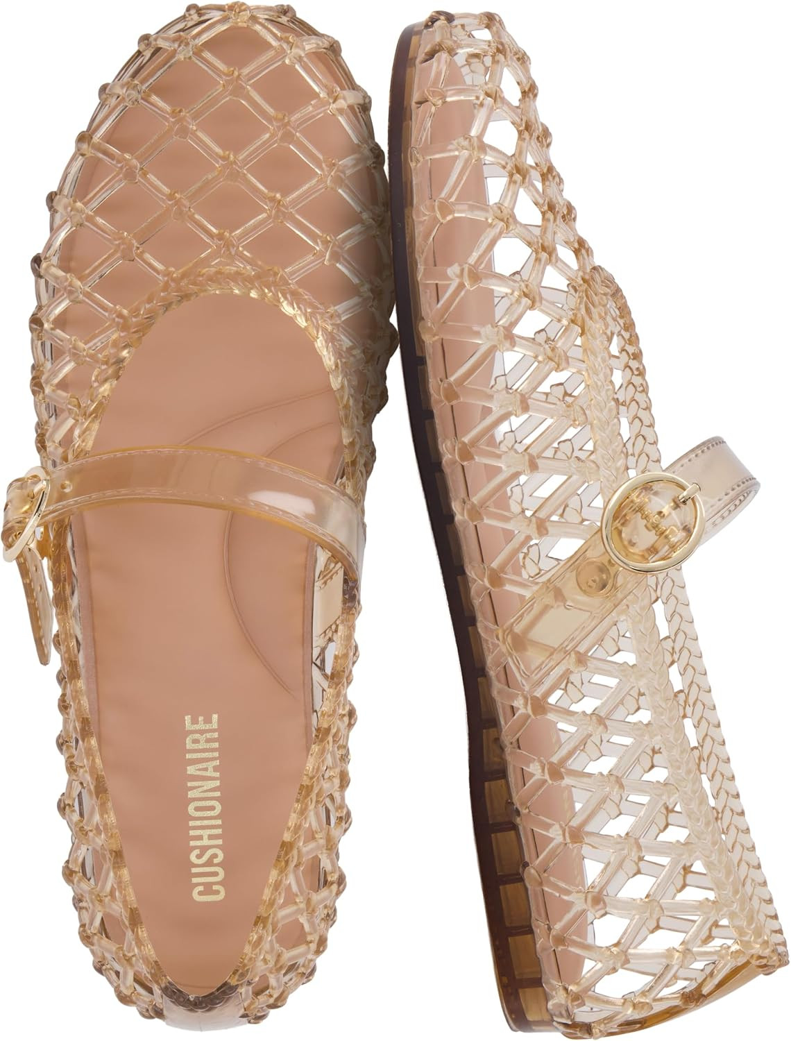 CUSHIONAIRE Twist Mary Jane Jelly Flats for Women with Adjustable Buckle | Amazon (US)