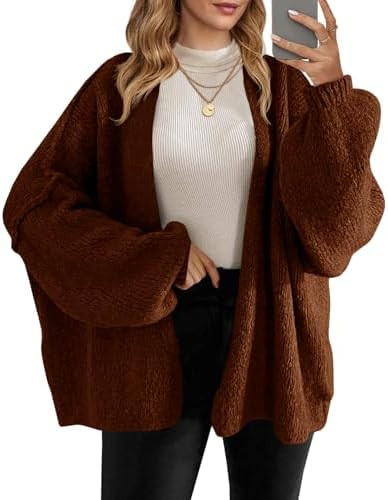 Saodimallsu Womens Oversized Cardigan Sweaters Open Front Chunky Knit Casual Long Lantern Sleeve ... | Amazon (US)