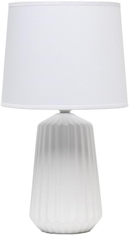 Simple Designs ‎LT1119-OFF Pleated English Ceramic Base Bedside Table Lamp, Off White       
  ... | Amazon (US)