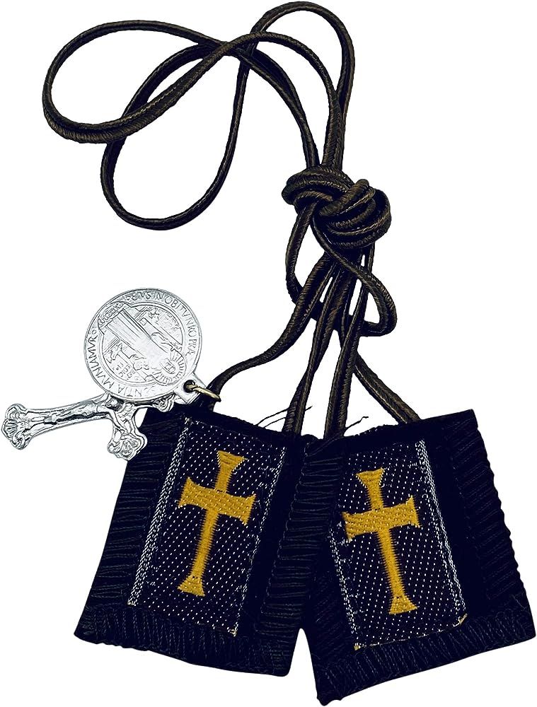 Brown Scapular with Gold Cross - Short Cord (1010) | Amazon (US)