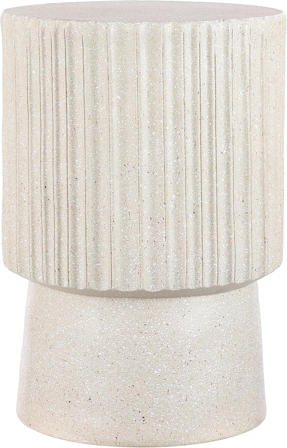 JONATHAN Y Louisa 19" Fluted Outdoor Accent Table, All-Weather Cream Terrazzo Pedestal Garden Sto... | Amazon (US)